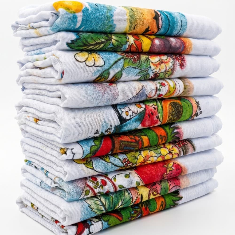 Kit 5/10 Pano De Prato Copa Estampado Grande 70x40Cm Bainha 100% Algodão