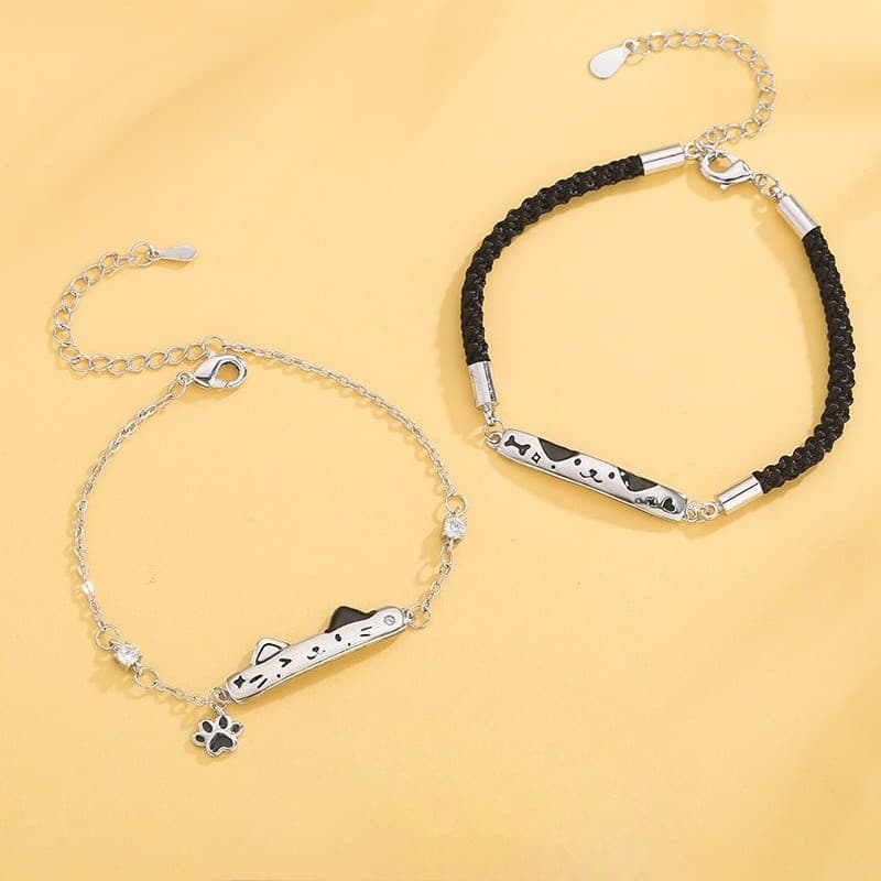 Gato, cachorro, luxo, desenho animado, animal, delicado, único, simples, fofo, pulseira feminina, casal, presente