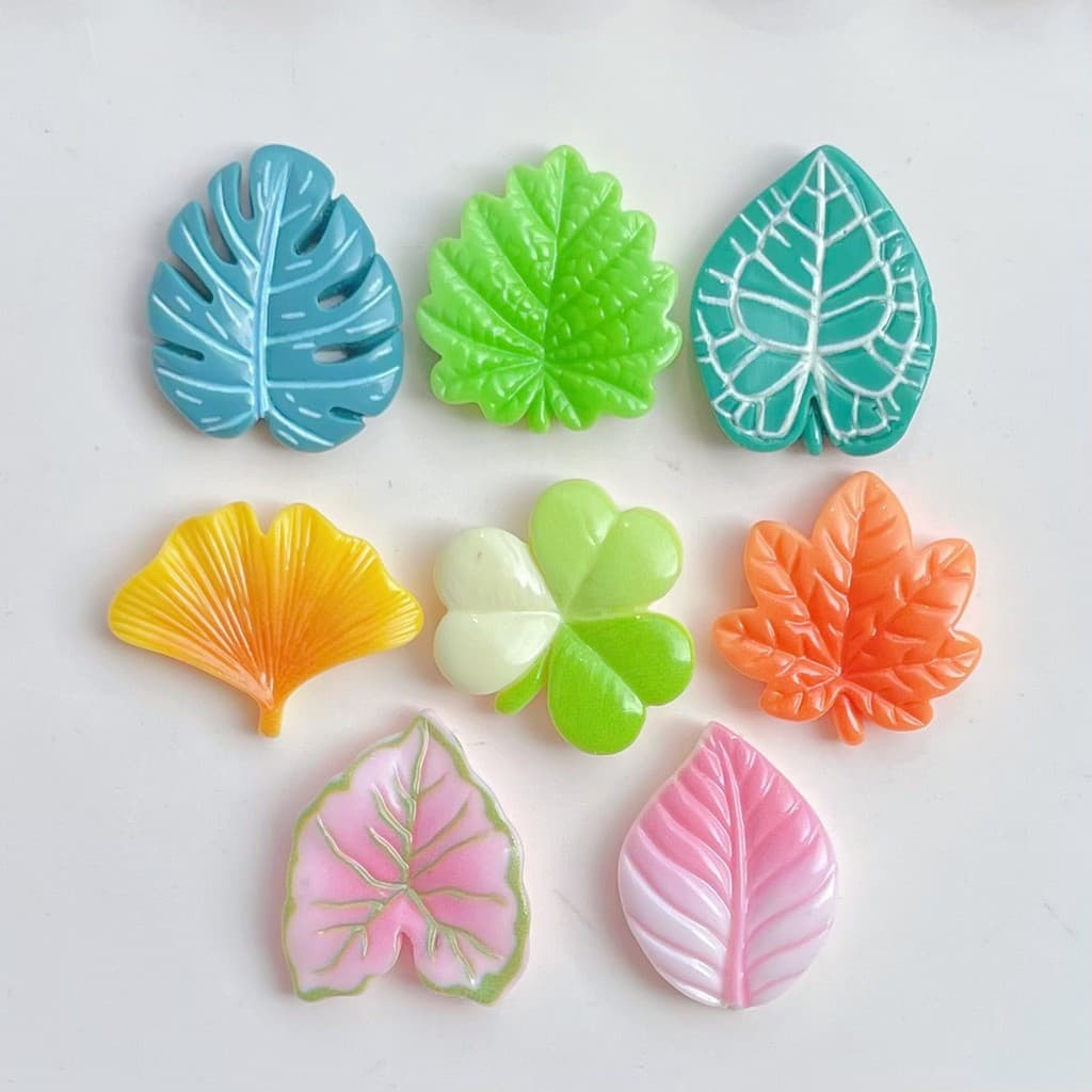 10 Pçs/set Mini Plantas Tropicais Ginkgo Trevo Folha Resina Flatbacks Acessórios Para Capa De Telefone Materiais De Deco