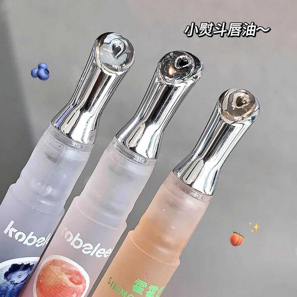 Genuíno [3 sabores] Pequena essência de pêssego de ferro brilho labial óleo labial desbota linhas labiais essência labia