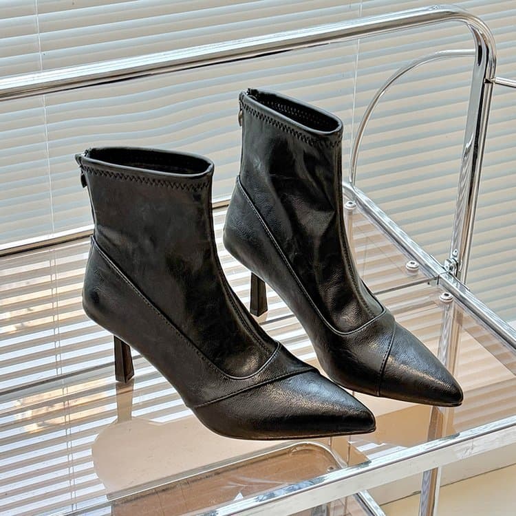 Botas sapatos femininos inverno 2025 novo estilo venda quente outono inverno forro de lã volta zíper salto alto estilo f
