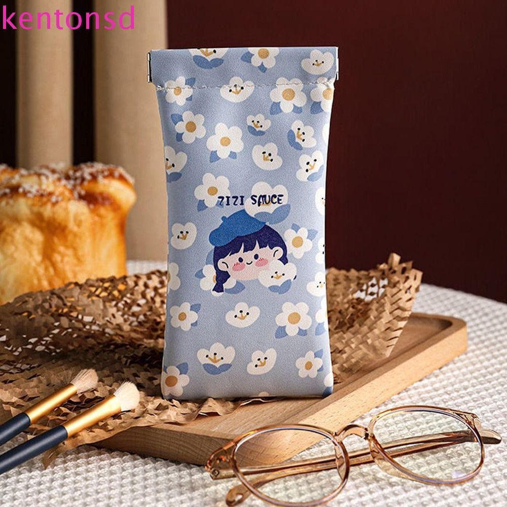 KENTONSD Capa De Óculos De Couro PU , Desenho Animado , Menina , Batom , Maquiagem , Protetora , Flor , Fechamento Autom