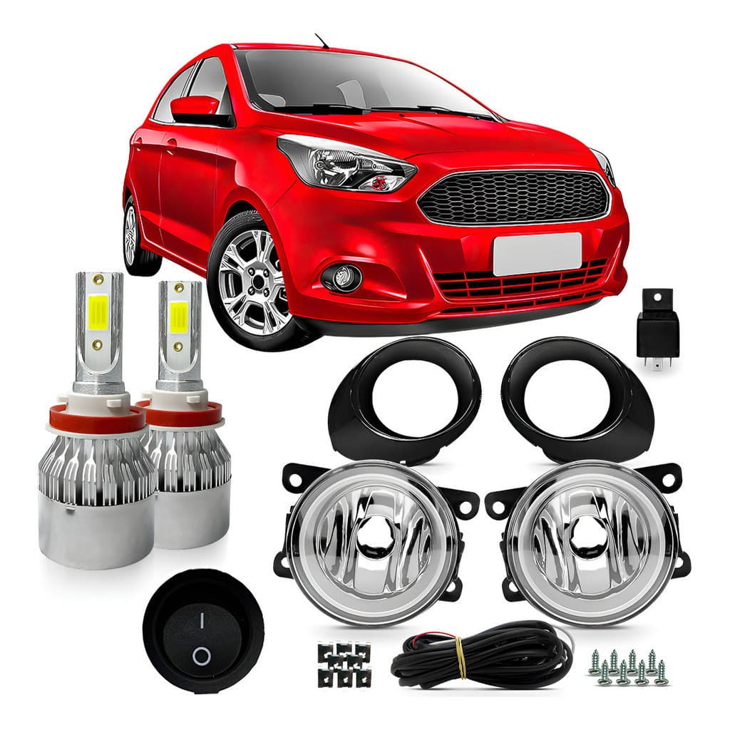 Kit Farol Neblina Ka 2015 2016 2017 2018 Lâmpada Super Led Branco
