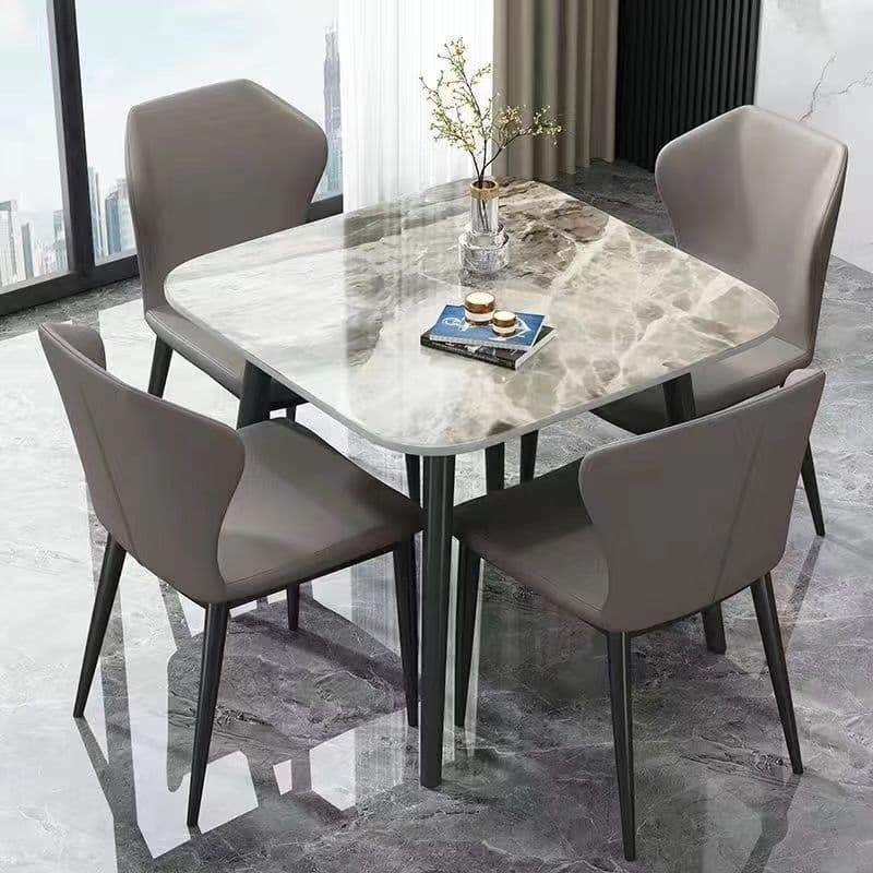 Luz de luxo brilhante ardósia mesa de jantar cadeira combinação pequeno apartamento moderno simples chinês ocidental res