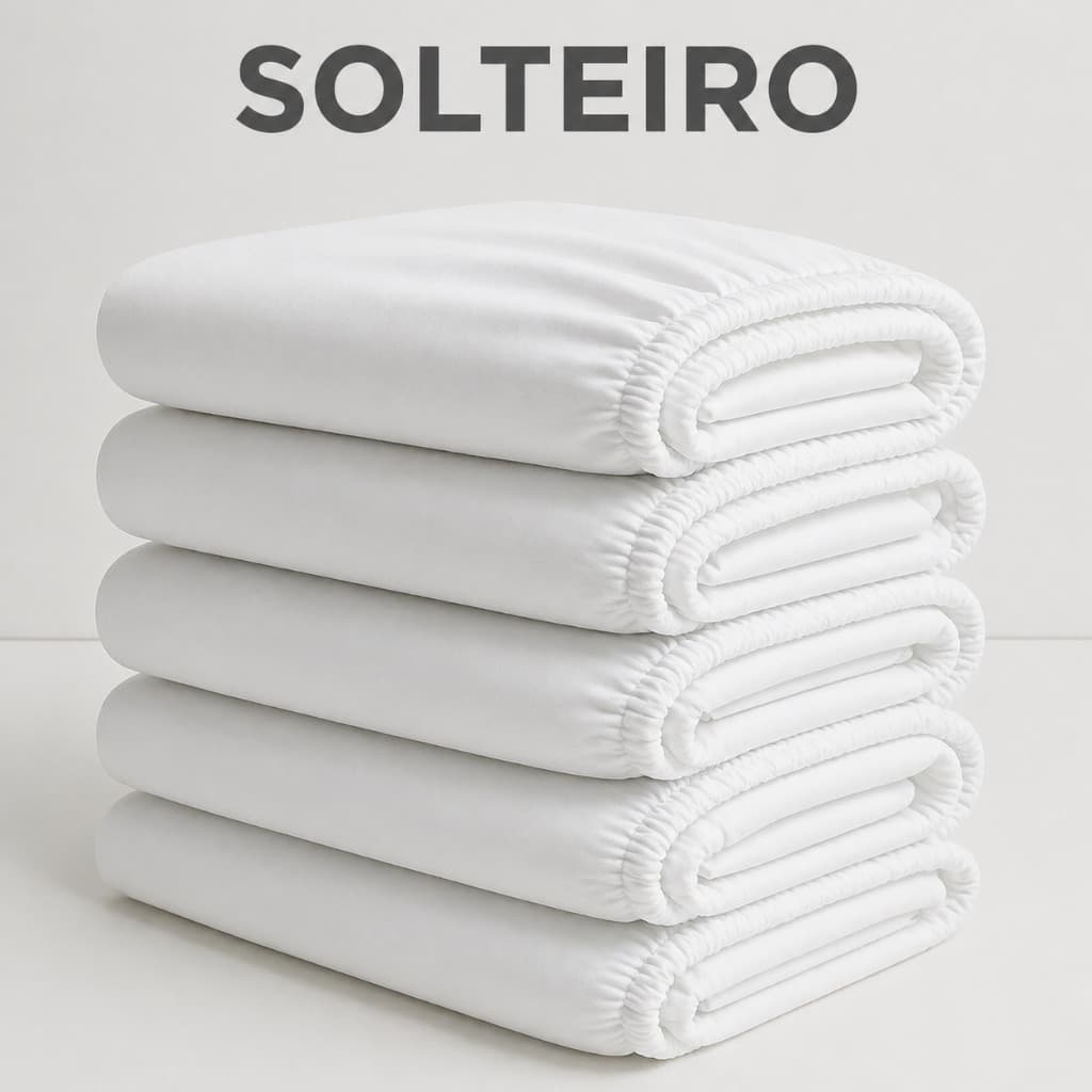 Kit 5 Lençol Com Elástico Solteiro Percal 400 Fios Toque de Algodão