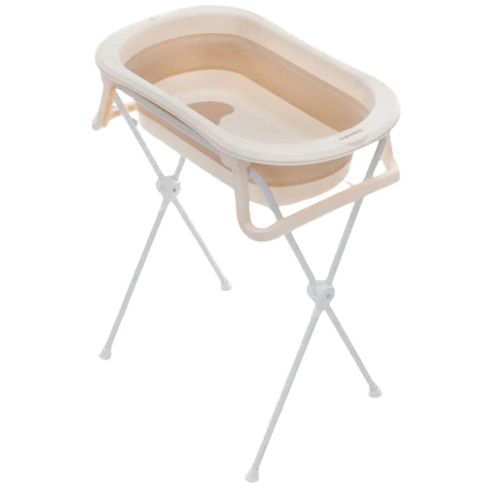 Banheira Bebê Dobrável Koa Galzerano + Suporte Branco Compacta Antiderrapante com Válvula e Redutor Térmico