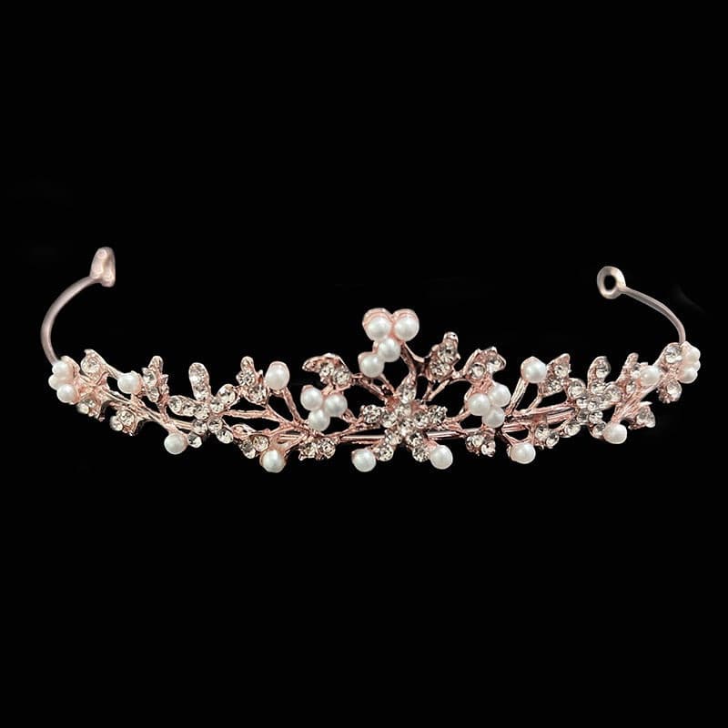 Tiara De Noiva Feminina Com Pérolas De Ouro Rosa Para Baile/Diadem/Enfeites De Cabelo