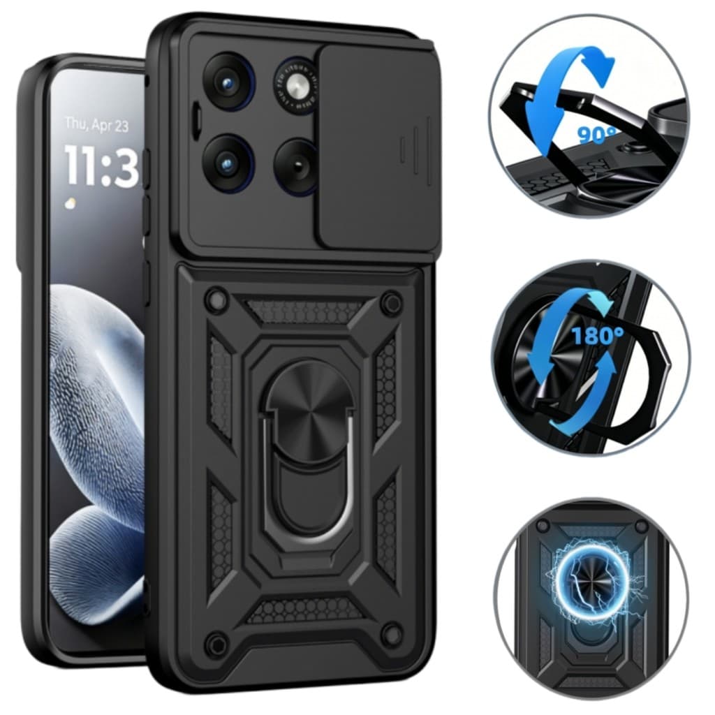 Suporte Rotativo Slide Lente Da Câmera Caso Armadura De Grau Militar Para Moto G17 G37 G47 G67 G77 G56 G86 Edge 70 60 50