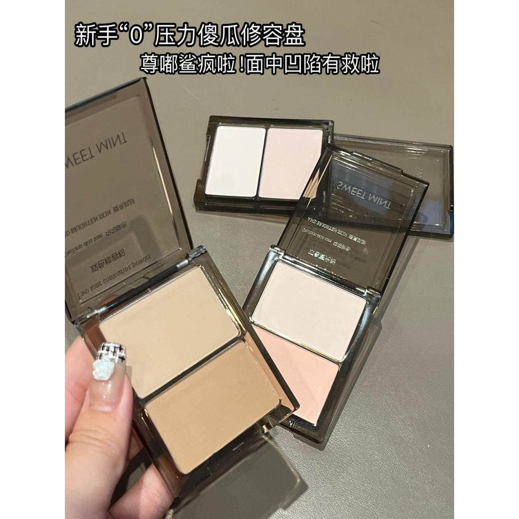 SWEETMINT duas cores alto brilho contorno sombra em pó iluminar rosto fosco nariz sombra silhueta tudo-em-um placa dupla
