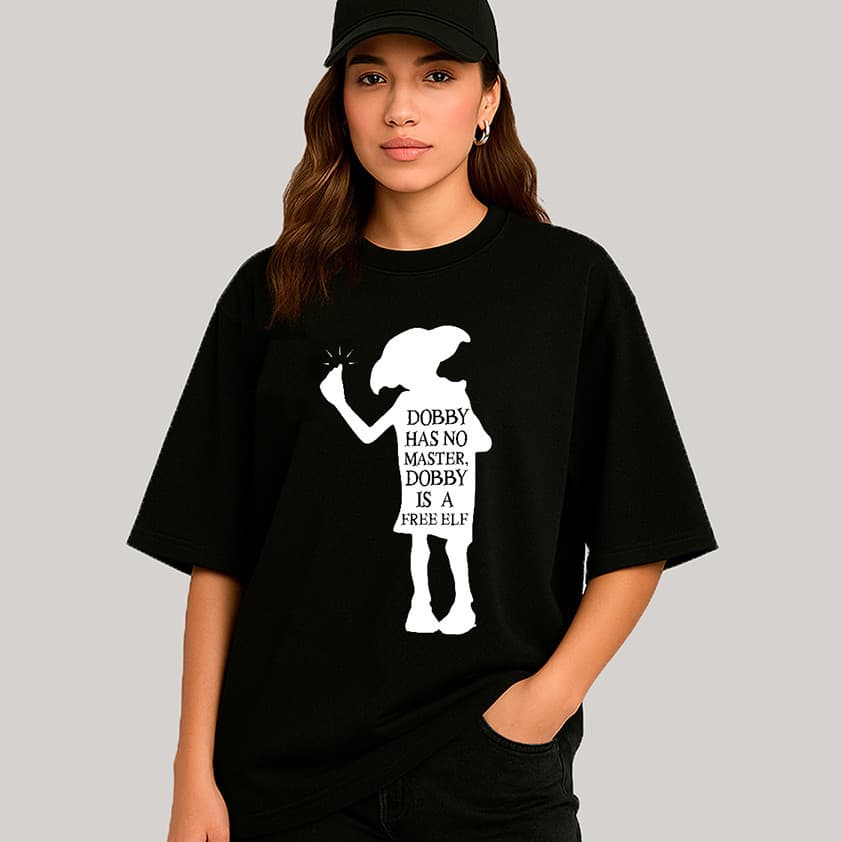 Camiseta Oversized  Dobby Livre Harry Potter | Modelo Unissex e Estiloso 100% Algodão Casual