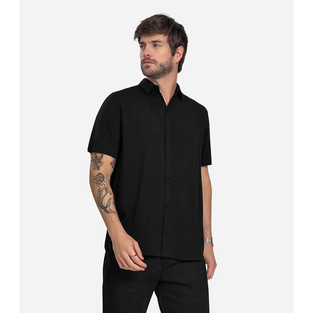 Camisa Masculina Viscolinho Diametro Preto