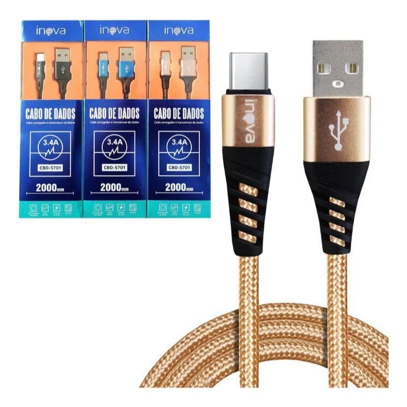 Kit 3 Cabos Tipo C 2 Metros Carregamento Ultra Rápido Nylon Reforçado