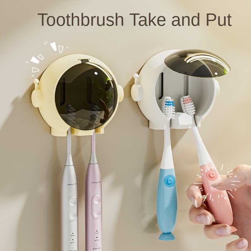 Suporte De Escova De Dentes De Instalação Sem Perfuração Montado Na Parede Dos Desenhos Animados Rack De Armazenamento D