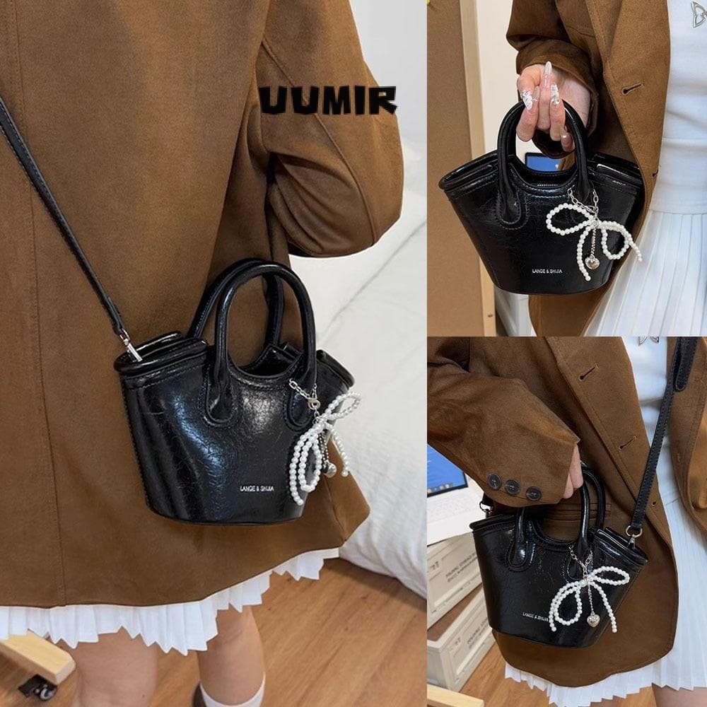 UUMIR Bolsa Preta , De Ombro Feminina De Couro Pu Prateado , Moda Tendência Com Alça Curta Zíper Crossbody Meninas