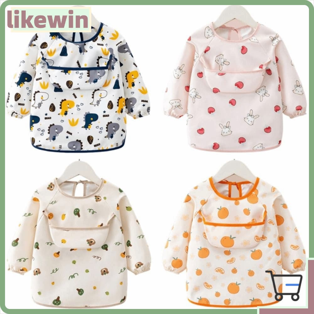 Babador De Alimentação Infantil Tipo , Blusa , Avental Macio De Manga Comprida Para Bebês , Babadores Impermeáveis Crian