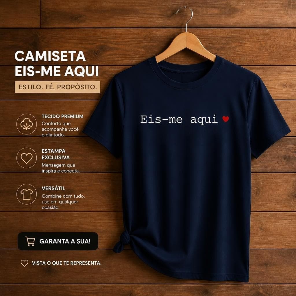 Camiseta Eis-me Aqui  UNISSEX  Algodão Gospel Cristão católico Do P ao GG Envio Imediato
