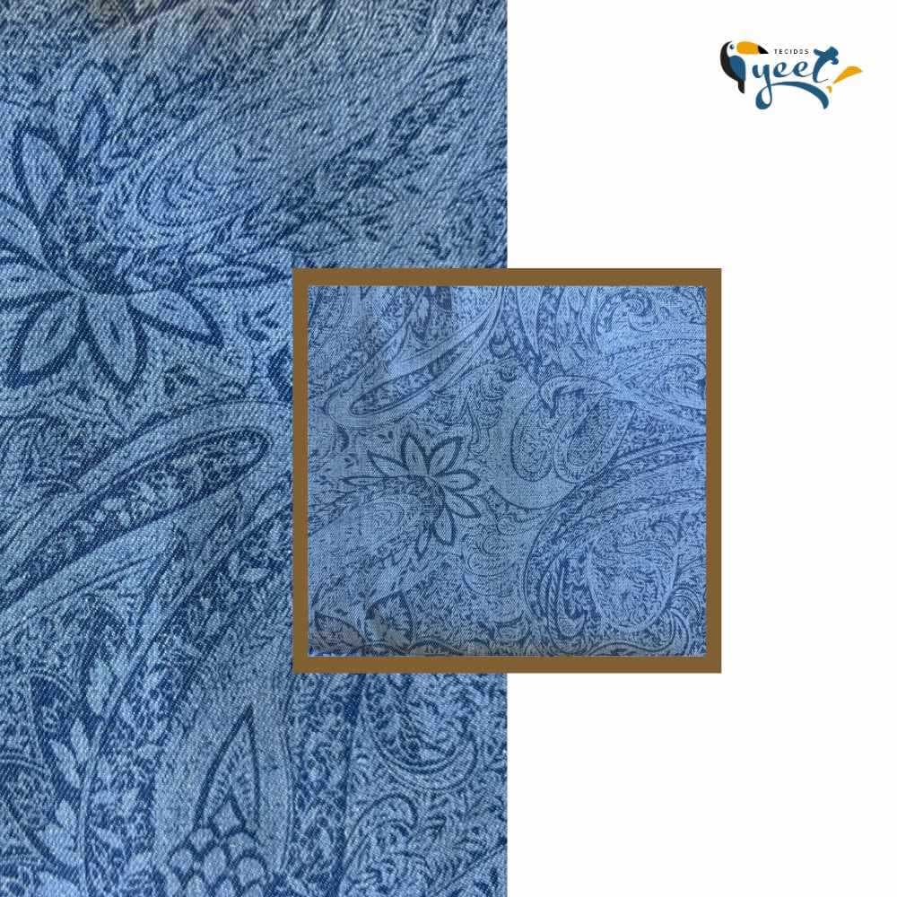 Jeans Paisley  - Tecido Estampado Digital -  Largura 1,75 m -  100% Algodão