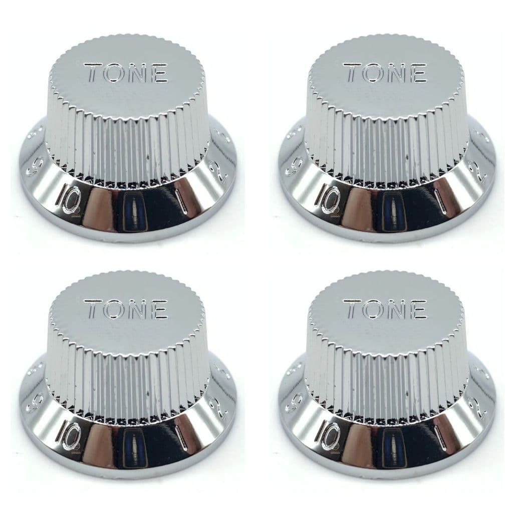 kit 4 Compatível Knob Cromado ABS Guitarra Elétrica