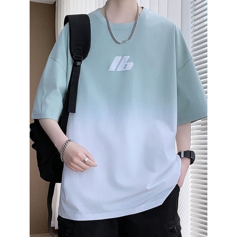 Camiseta masculina de manga curta solta de seda gelo verão 2026 novo estilo meia manga camiseta adolescente estudante