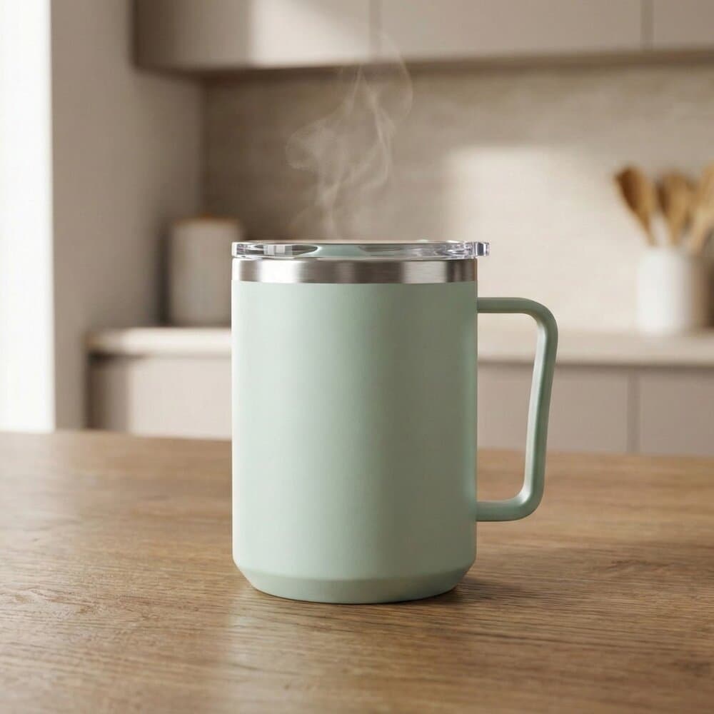 Caneca Térmica 450ml com Tampa Aço Inox Parede Dupla Verde