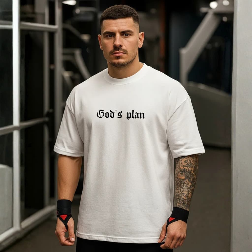 Camiseta Estilo Streetwear Algodão God's Plan GYM Treino Academia Fitness