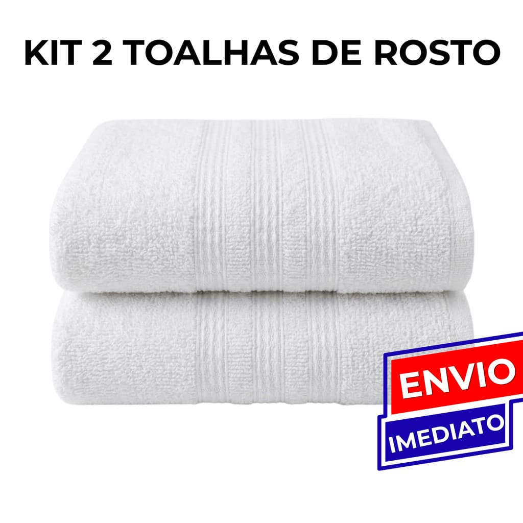 Kit 2 Toalhas de Rosto Branca 100% Algodão Prática Leve e Secagem Rápida Salão Ótimo Custo Benefício
