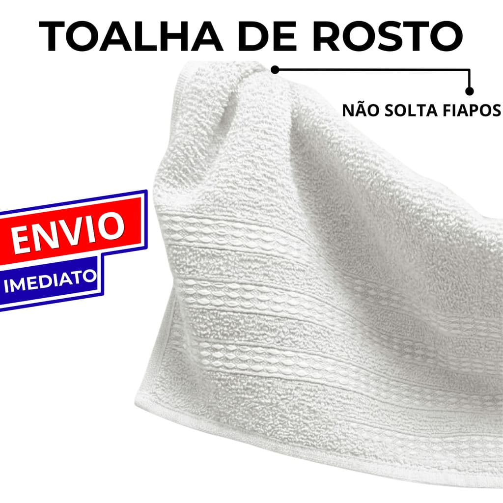Toalha de Rosto Branca 100% Algodão Macia Prática Leve Secagem Rápida Salão Spa Banheiro