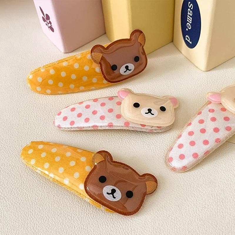 2 Pçs Clipe De Franja Lateral Dos Desenhos Animados Bonito Urso Onda Ponto BB Doce Versátil Grampo De Cabelo Decoração E