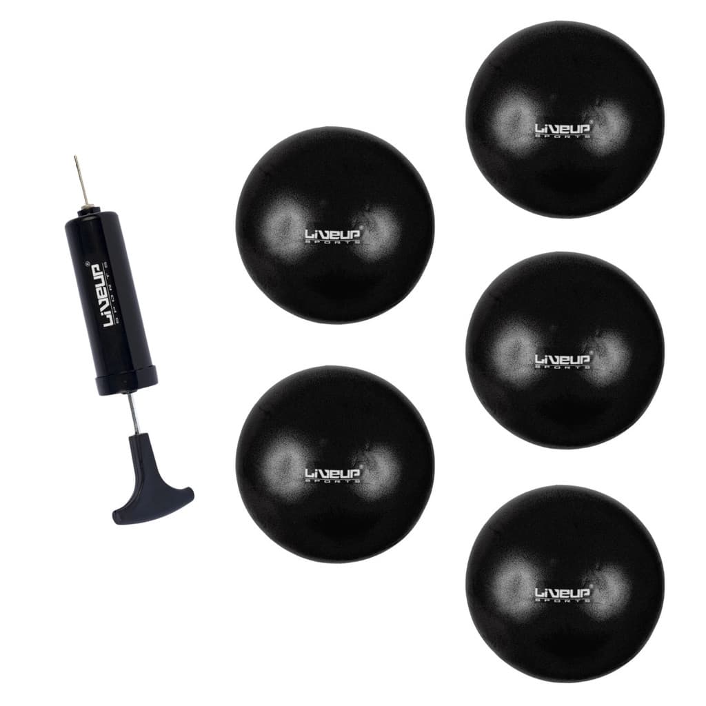 Kit 5 Overball Mini Bola Suiça Gym Ball Para Pilates e Fisioterapia 25cm Preta