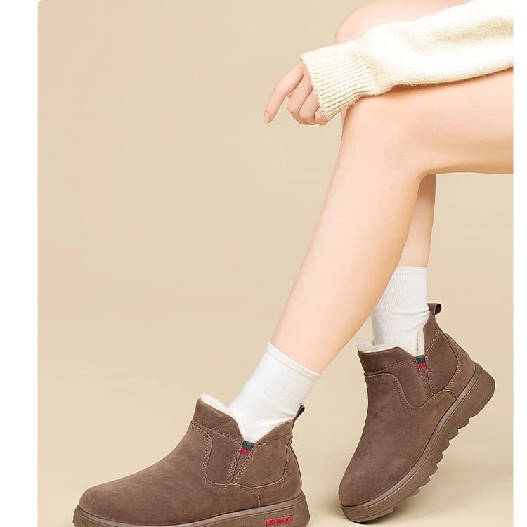 Puxar para trás botas de neve estilo casal 2025 novo estilo inverno quente sapatos de algodão neve algodão mais sapatos
