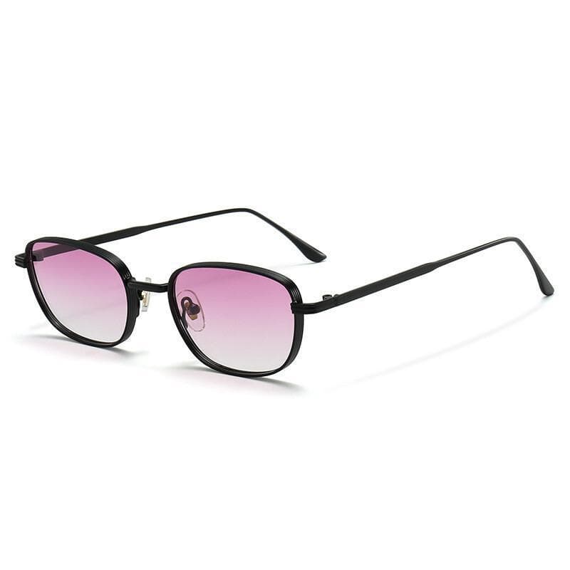 Óculos de Sol de Metal Fashion, Óculos de Sol Retangulares Pequenos Retro, Óculos Masculinos em Tendência com Lentes Gra