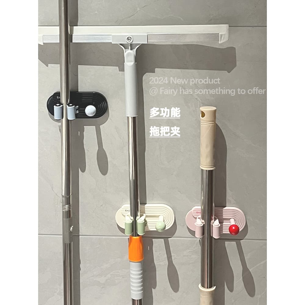 Mop clipe de parede sem perfuração gancho fixação rack banheiro atrás da porta pendurado vassoura mop rack ferramenta út