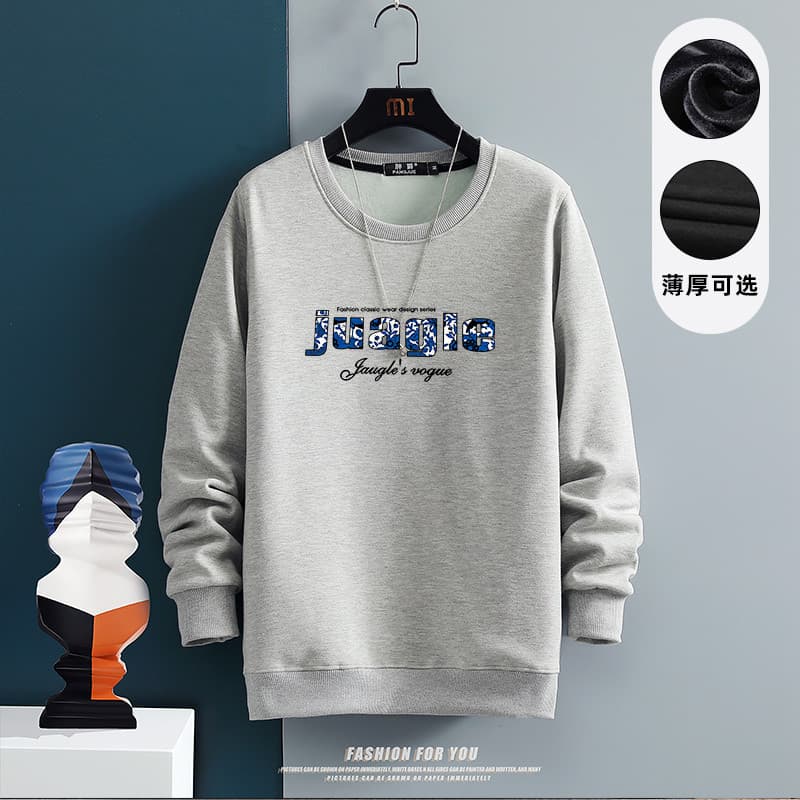 Primavera outono novo estilo Plus size moletom masculino gordo engrossado forro de lã solto tamanho grande manga comprid