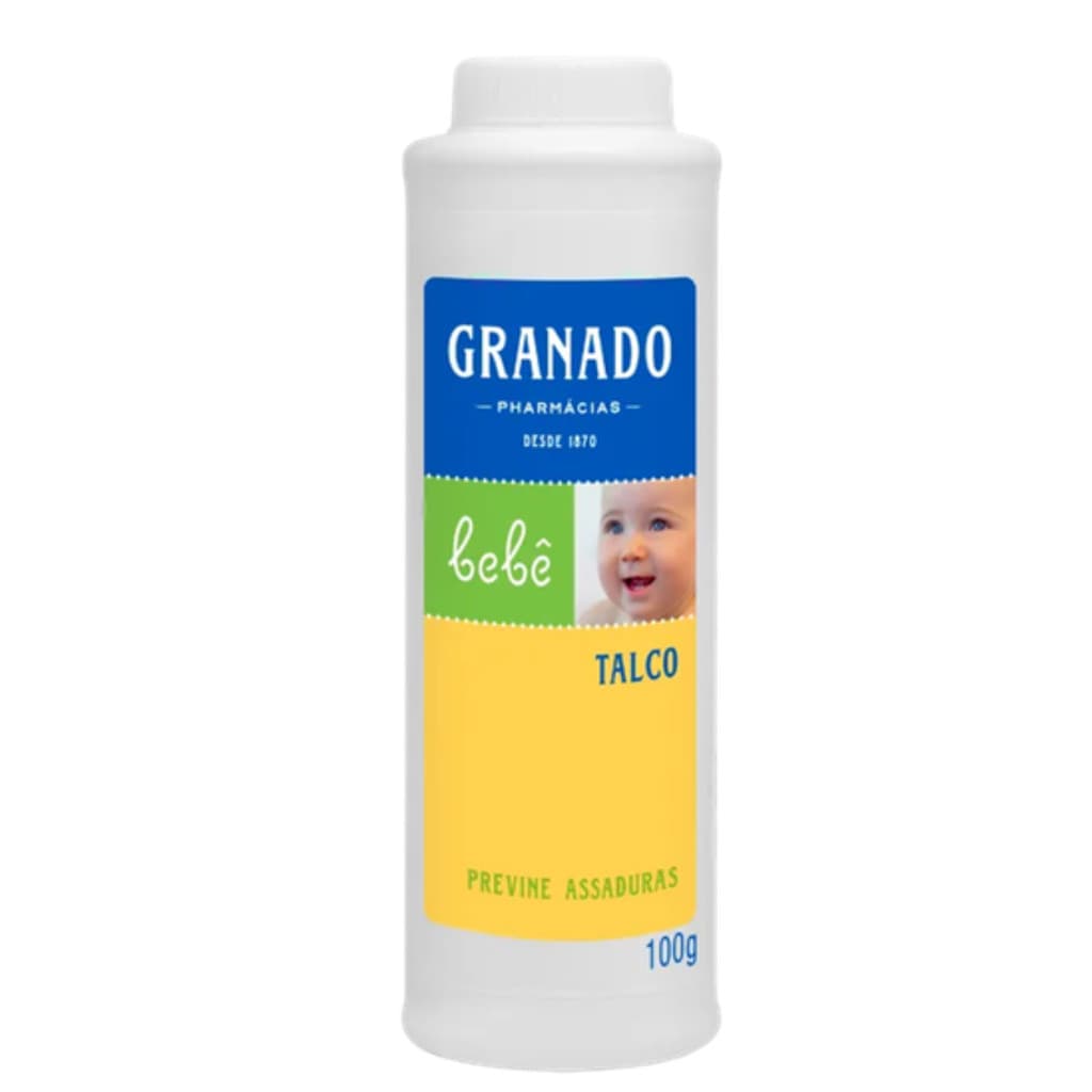 Talco Infantil Granado Tradicional 100g  Proteção Contra Umidade, Pele Sequinha e Suave para Bebês