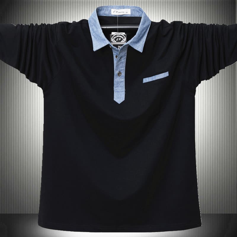 2024 novo estilo masculino camiseta de manga comprida com bolsos Plus Size lapela camiseta simples trabalho negócios sol