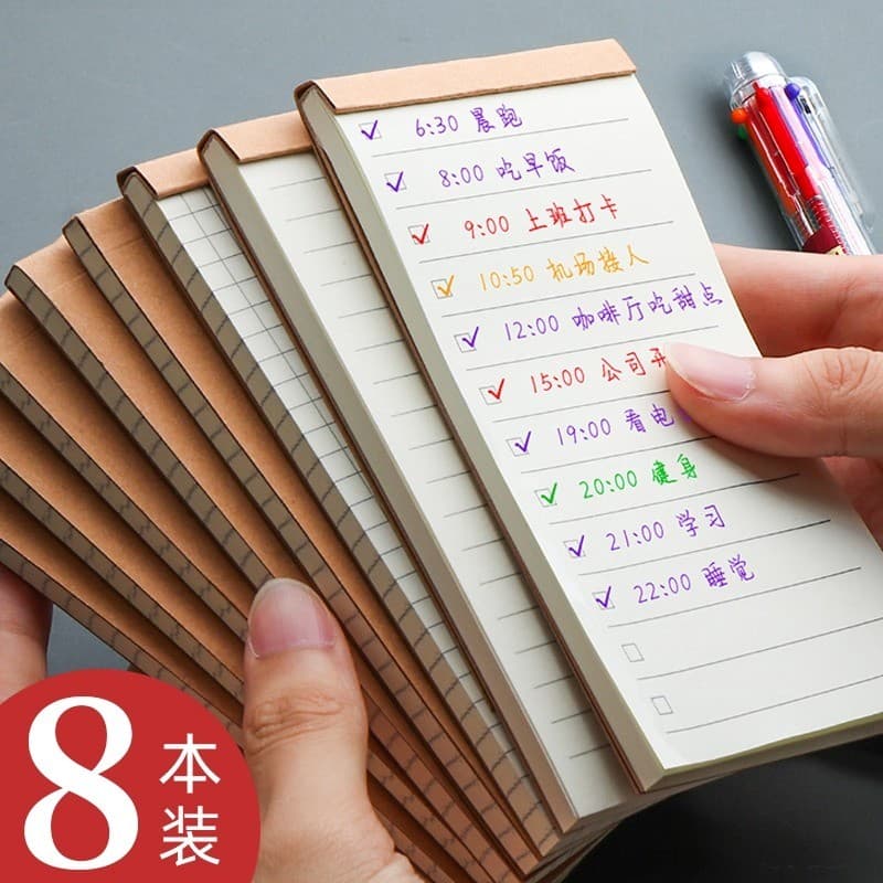 Bloco de notas Bloco de notas de couro TODO Planner Tearable Portátil Pequeno Notebook Mini lista de tarefas Grade Lista