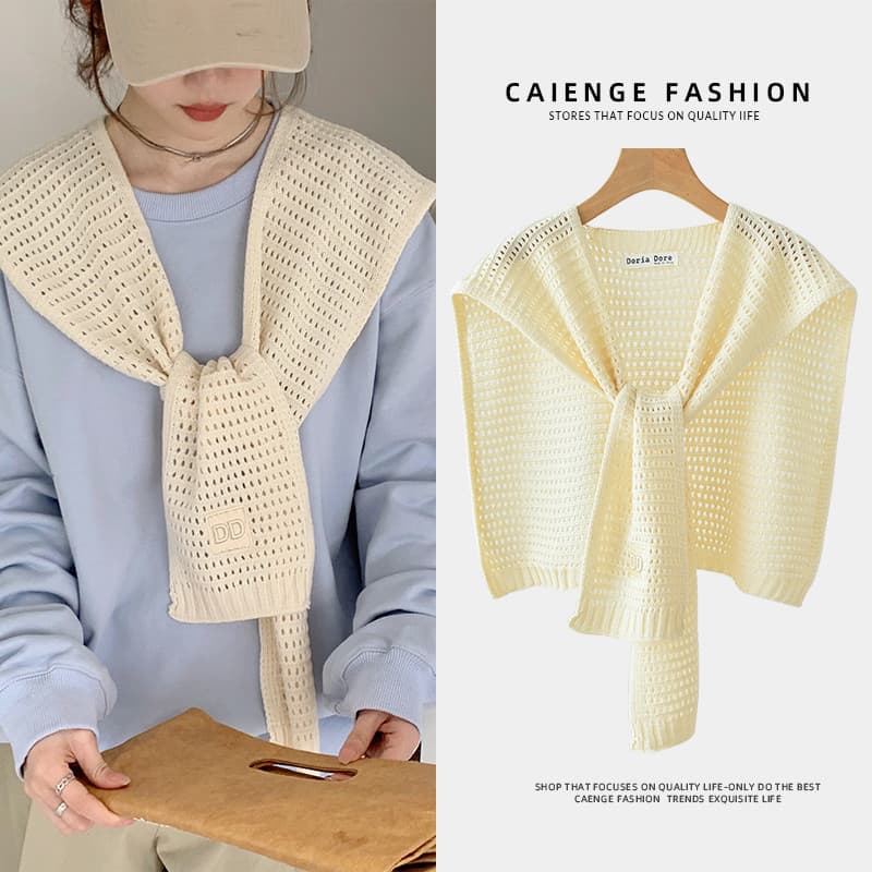 Primavera outono moda influenciador oco malha pequeno xale exterior jogo feminino viagem verão ar condicionado quarto jo
