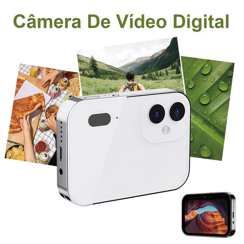 Câmera digital CCD 4K de 64 MP com painel de toque de 3 polegadas,Compacta e Portátil
