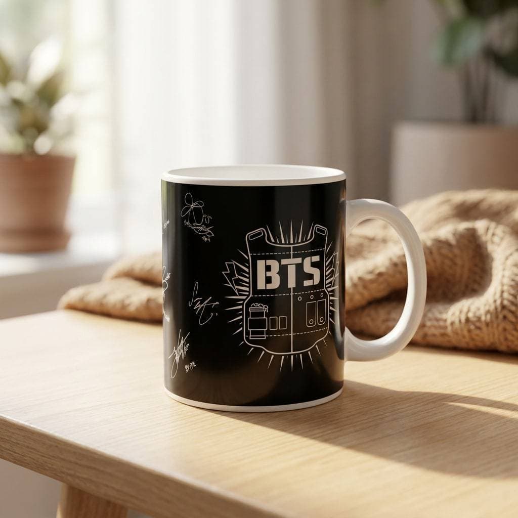 Caneca Grupo Bts Kpop Com Assinatura Dos Integrantes