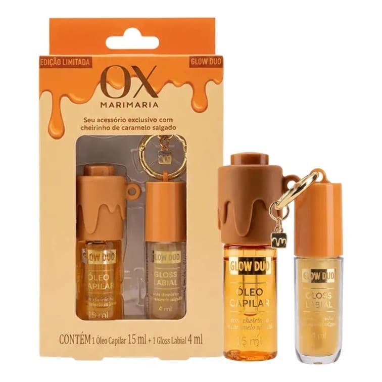 KIT OX MARIMARIA GLOW DUO CARAMELO SAL: ÓLEO CAPILAR E GLOSS
