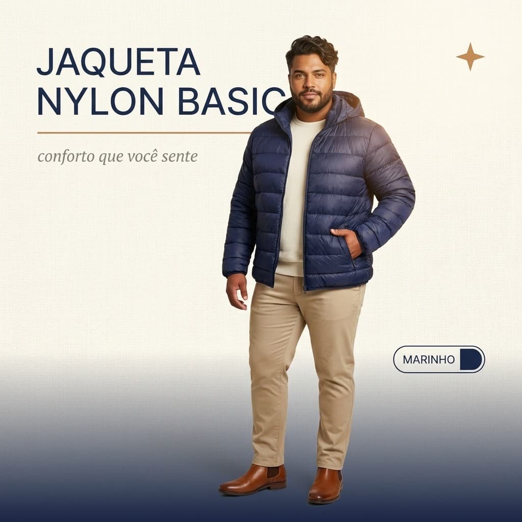 Jaqueta Masculina Plus Size Nylon Puffer Capuz Casaco Inverno Grande