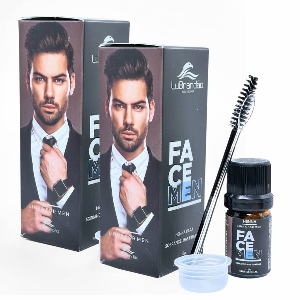 Kit Henna Masculina Para Barba  Sobrancelha  Castanho Escuro