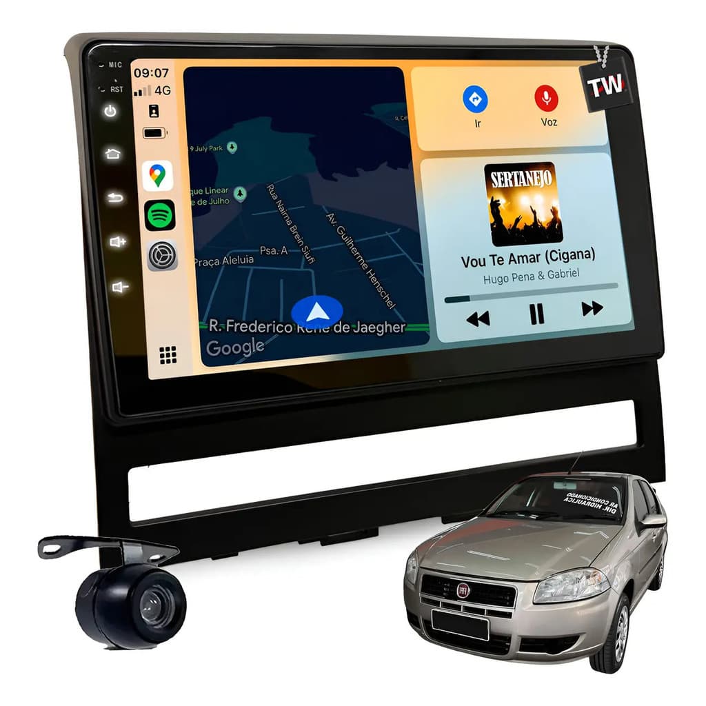 Multimídia Genko Mp10 Gps Carplay Sem Fio Siena 2004 À 2011