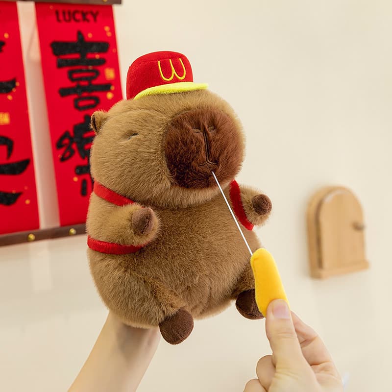 Brinquedo de Pelúcia Capivara de 25cm com Batatas Fritas Elásticas, Almofada de Pelúcia de Animal Capivara Macia, Presen