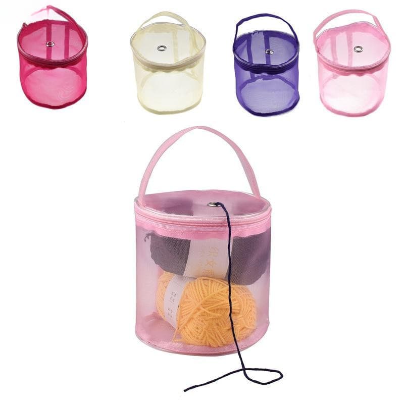 < Sonho > Bolsa Redonda de Crochê para Tricô, Suporte para Bolas, Bolsa Organizadora NPXZ