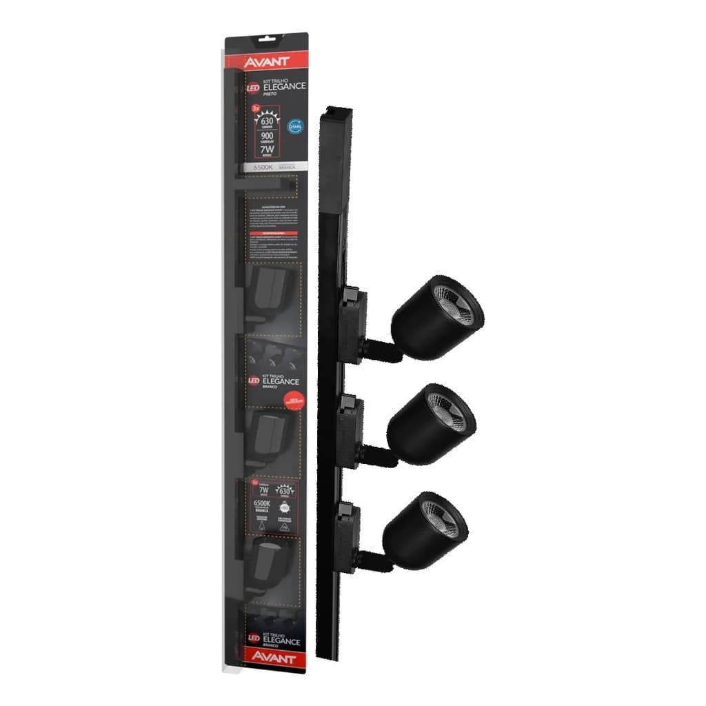 Kit Trilho Elegance Preto Am3000k 3x7w - Avant