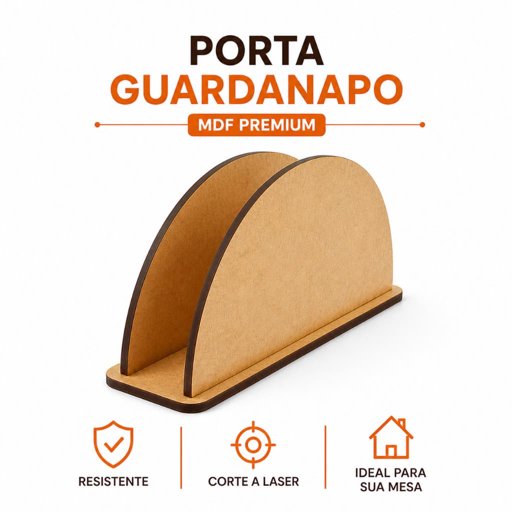 Kit Porta Guardanapo Meia Lua Papeleiro MDF para Mesa Bar Restaurante Lanchonete Decoração Festa