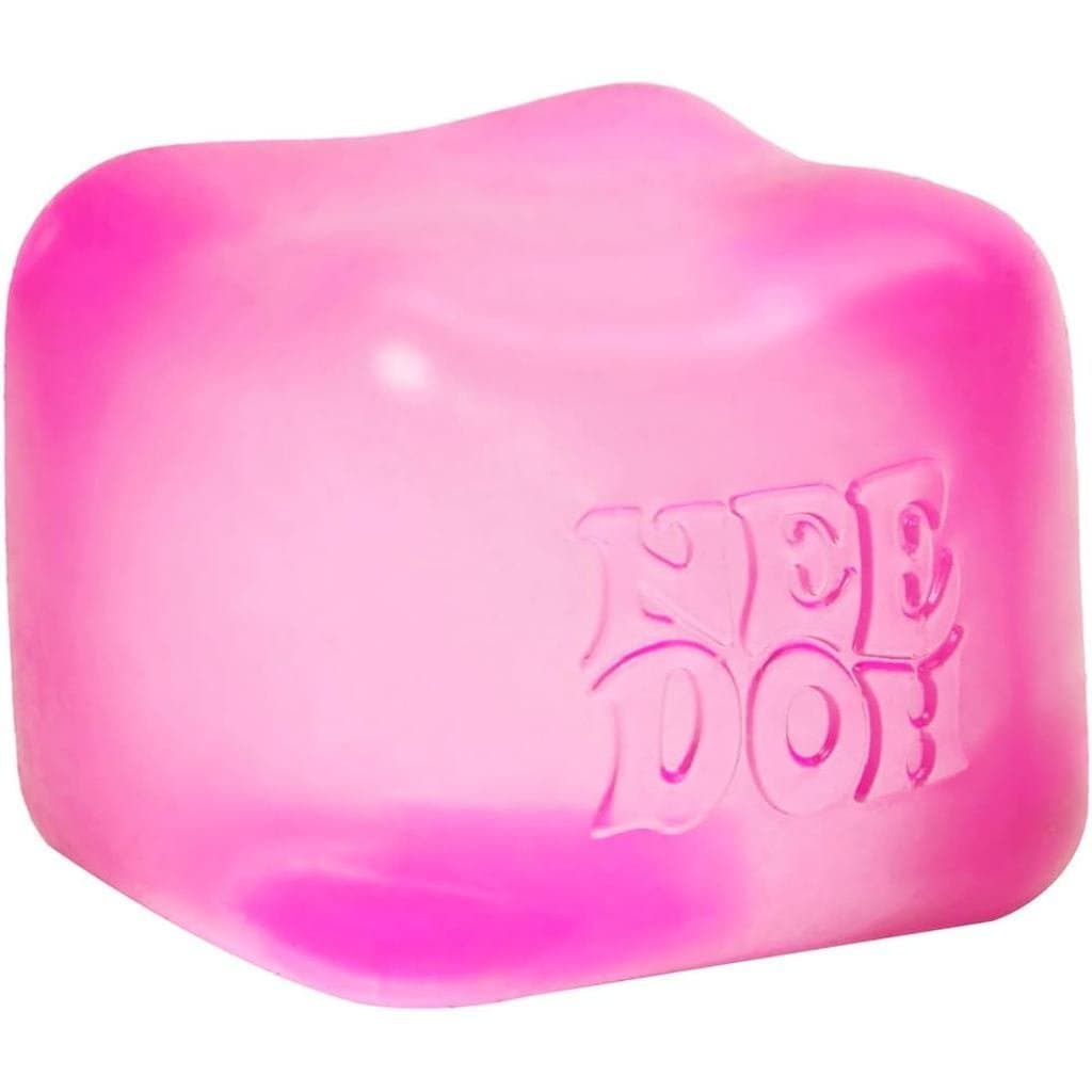 Schylling NeeDoh Nice Cube - Brinquedo Sensorial de Apertar com Textura Super Sólida - Cubo de 2,25" - Rosa