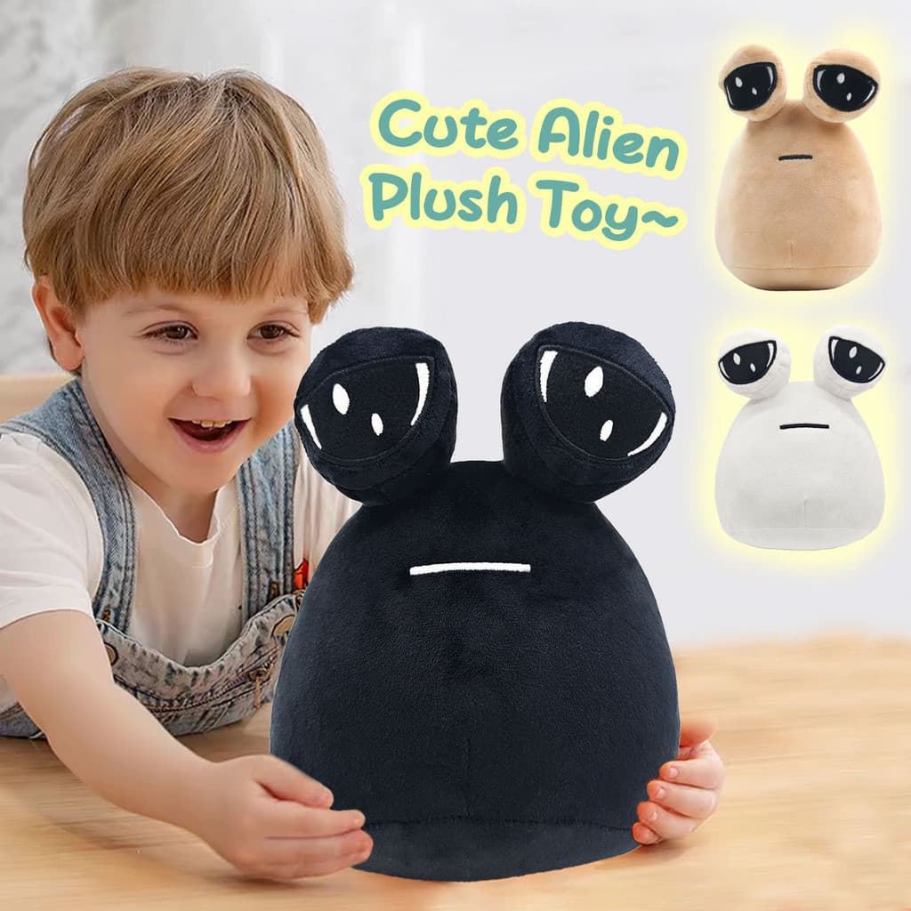 Brinquedo de Ano Novo Alienígena POU Plush Toy, Boneca de Pelúcia para Crianças Presente de Aniversário