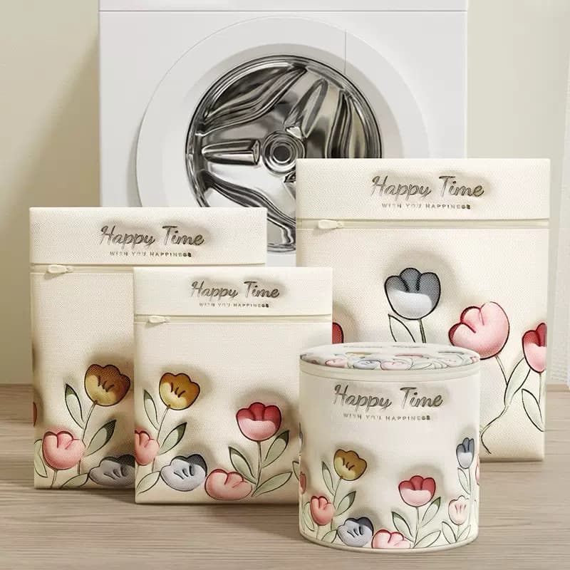Kit com 4 Saco Organizador para Lavagem Roupa Delicada com Zíper Reforçado